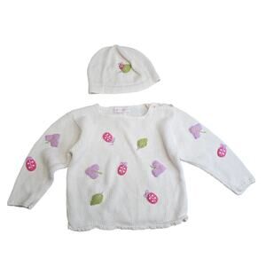 KIDS 4T RING‎ AROUND THE ROSIE SWEATER AND HAT WITH LADYBUGS